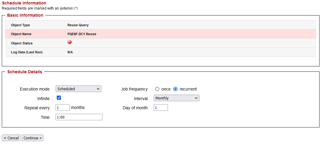 Password Reuse Query - Schedule