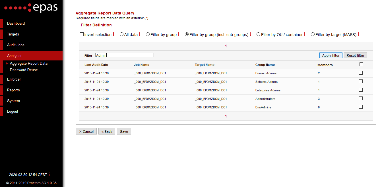 Aggregate Report Data Query: Search results