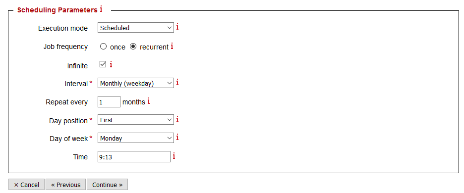 Scheduling Parameters