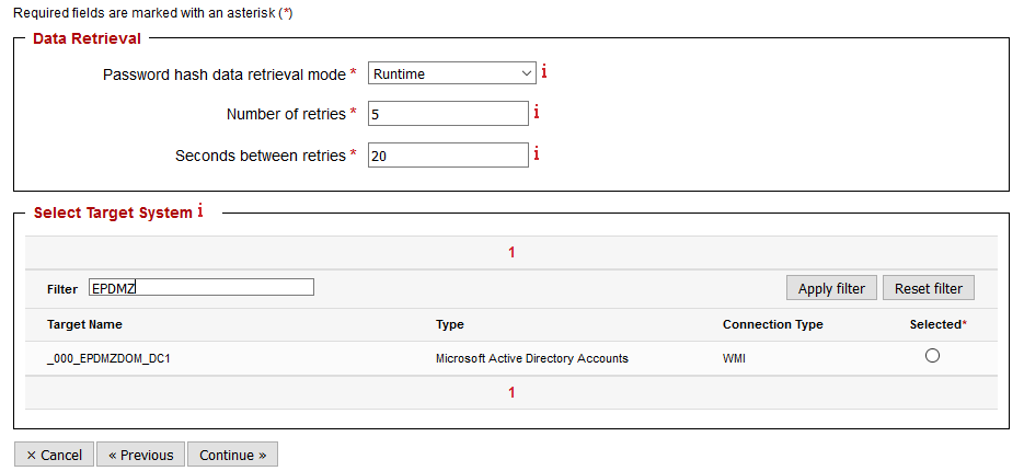 Selecting target system