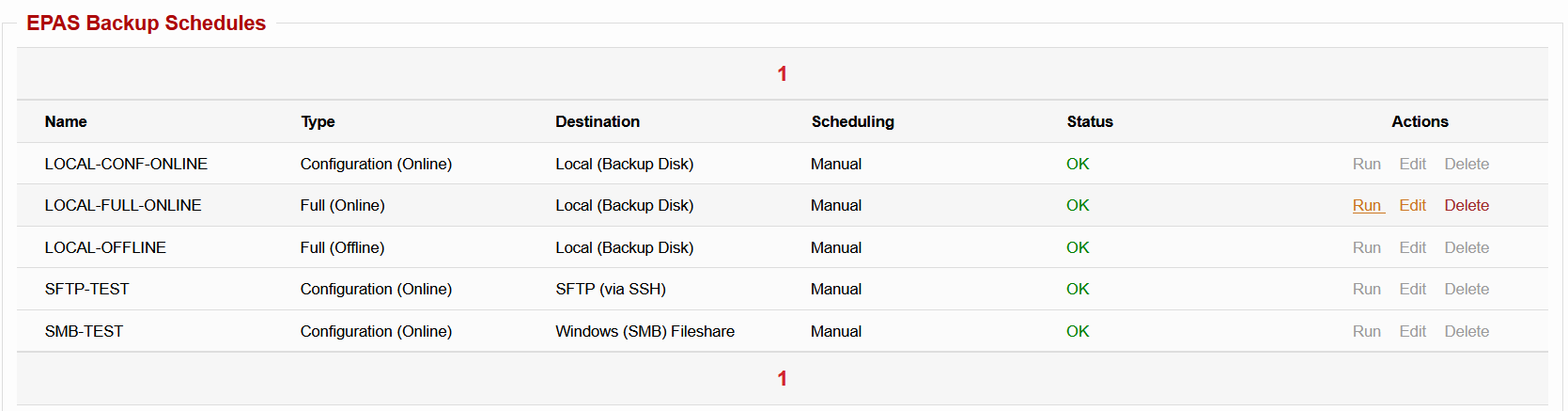 Backup Schedule - Run