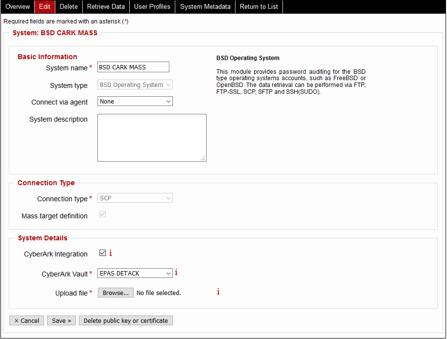 EPAS: Editing existing CyberArk entry