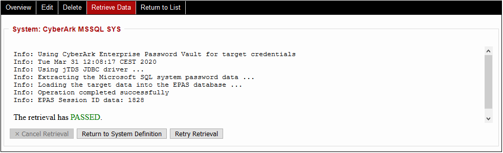 EPAS: CyberArk MSSQL Retrieval