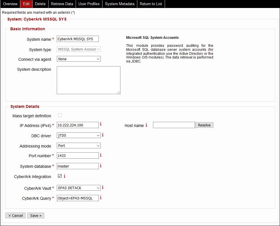 EPAS: Query against CyberArk