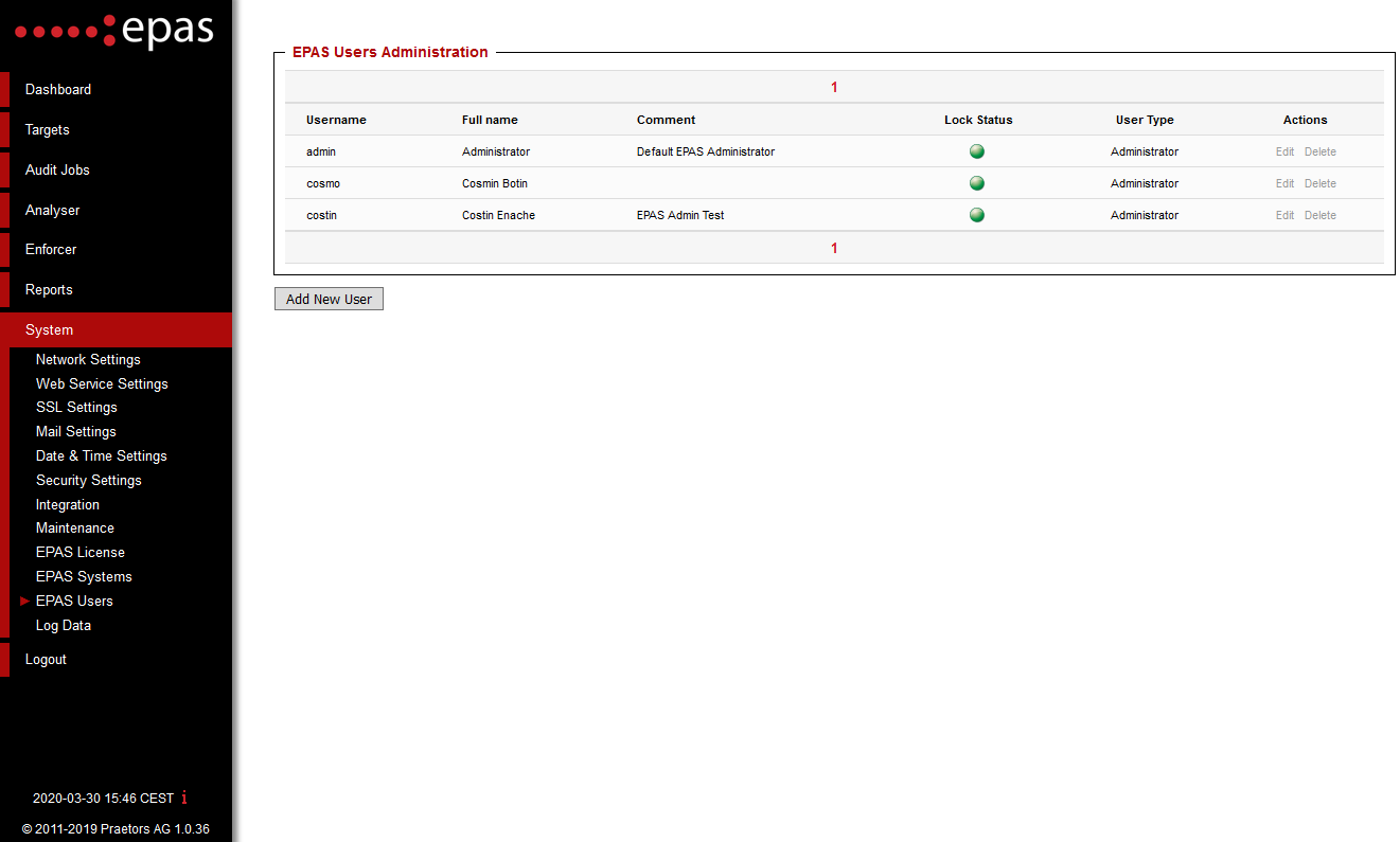 EPAS User Administration