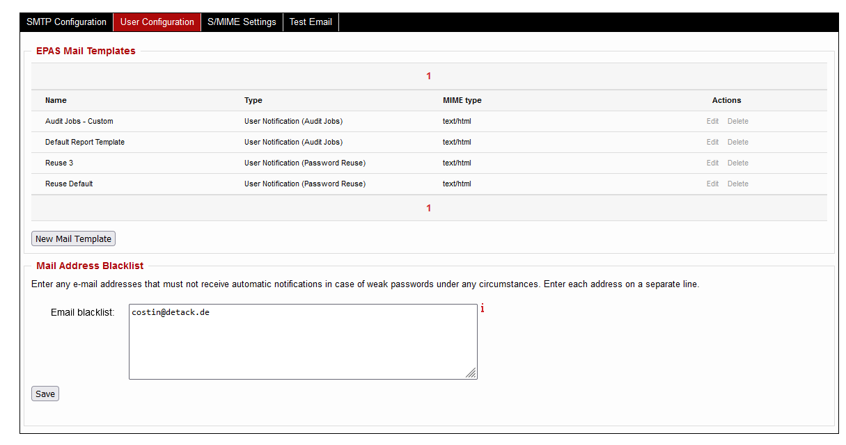 Mail Templates - List