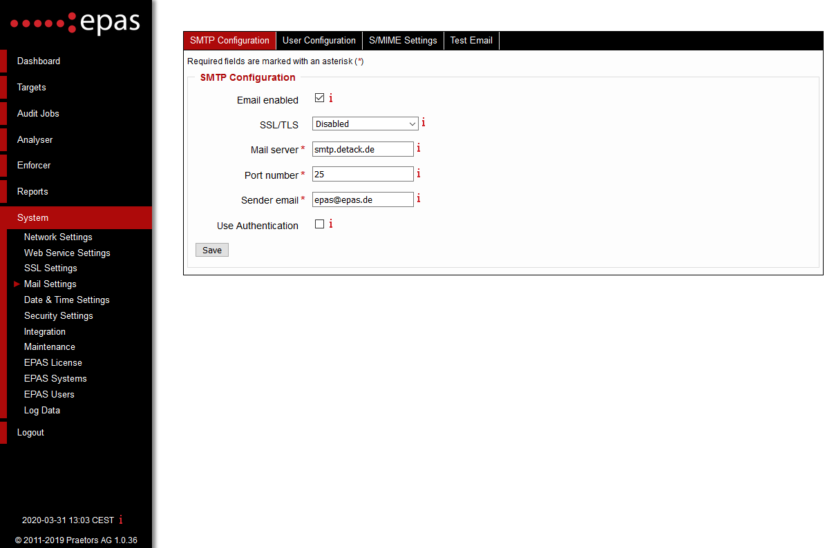 SMTP Server Configuration