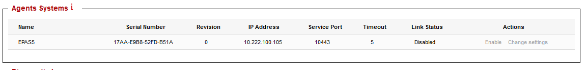 AGENT listing in the Enforcer Settings